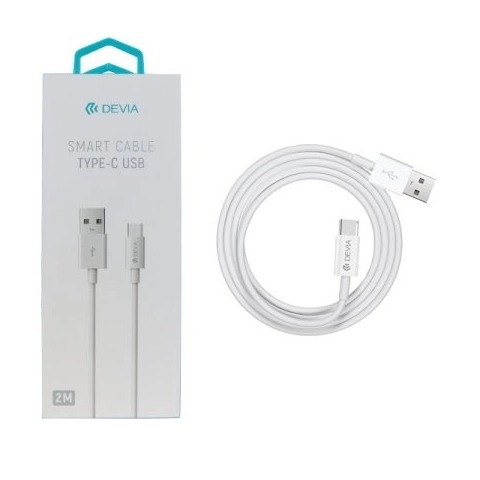 Black 2m USB-A to USB-C cable by Devia with durable connectors for fast data transfer and charging