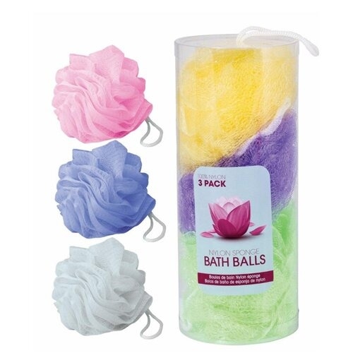 3 PACK BATH BALL NYLON SPONGE AGO222
