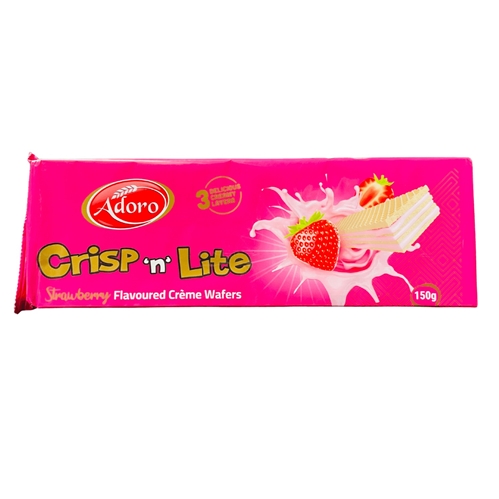 ADORO STRAWBERRY FLAVOURED CREME WAFERS 150G